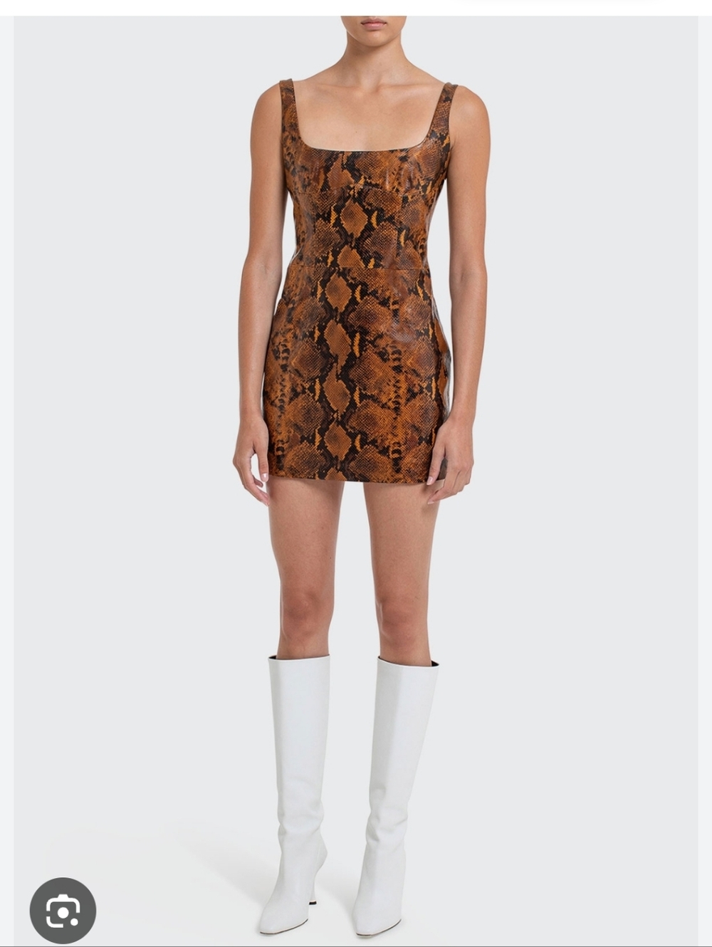 Brown Faux Snake-Print Mini Dress - Women's